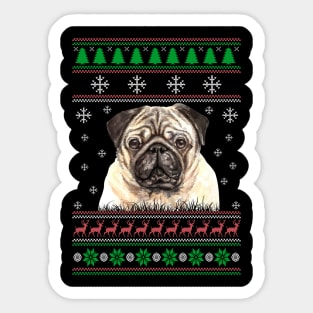 Pug Ugly Christmas Sweater Funny Dog Lover Owner Gifts Sticker